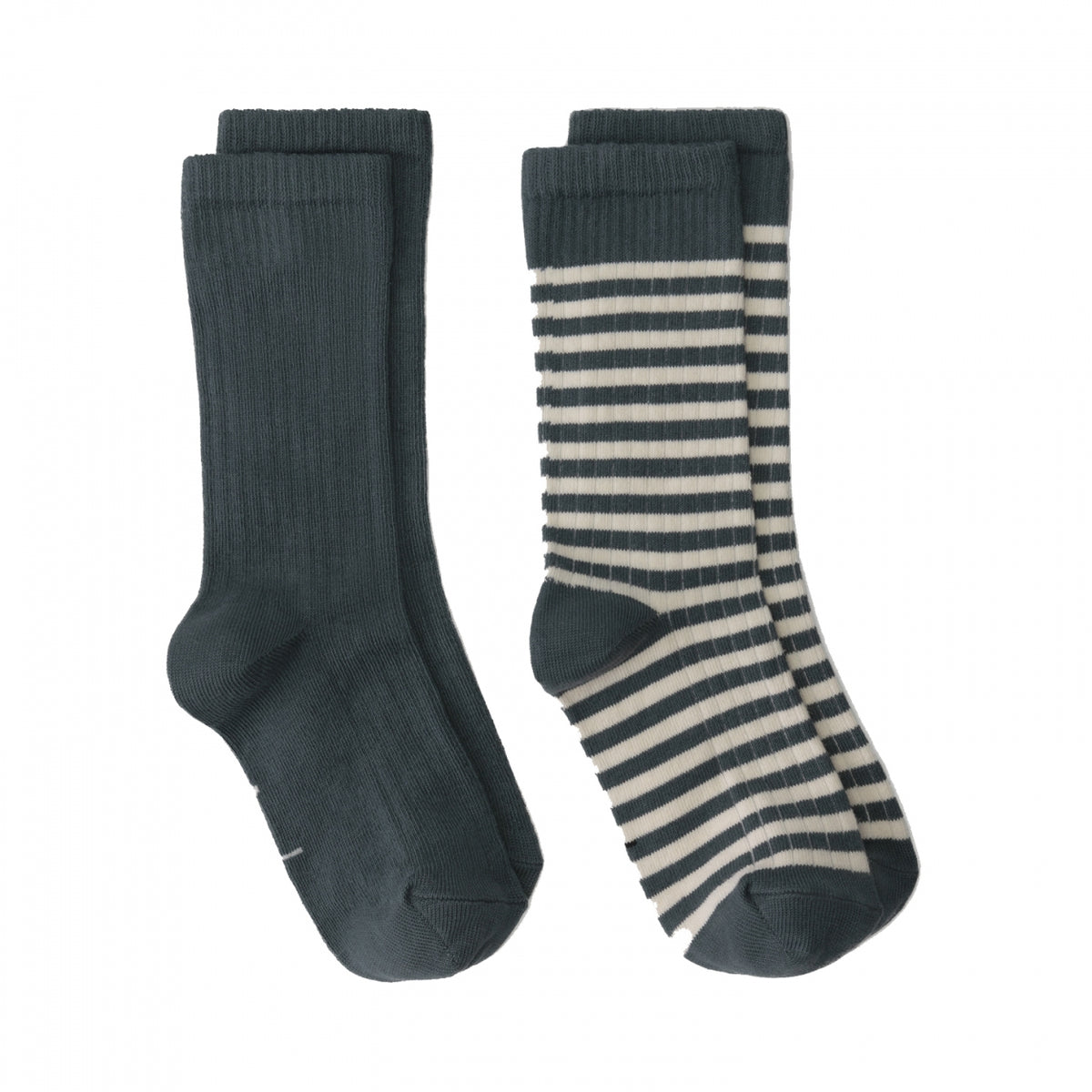 Ribbed Socks 2-Pack | Blue Grey - Cream