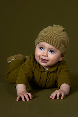 Babymutsje | Olive Green - Peanut