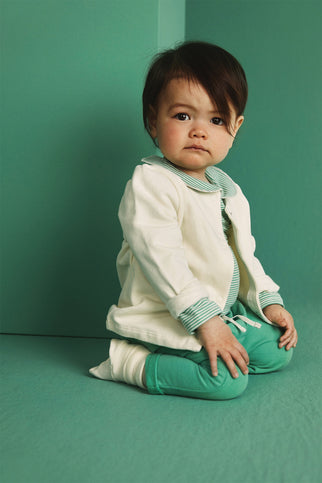 Baby Collar Onesie Bright Green Cream