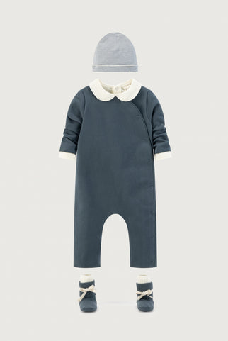 Baby Suit with Snaps Blue Grey