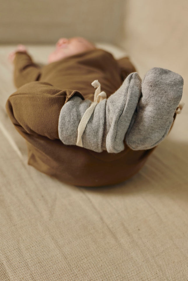 Baby Ribbed Booties | Gray Melange