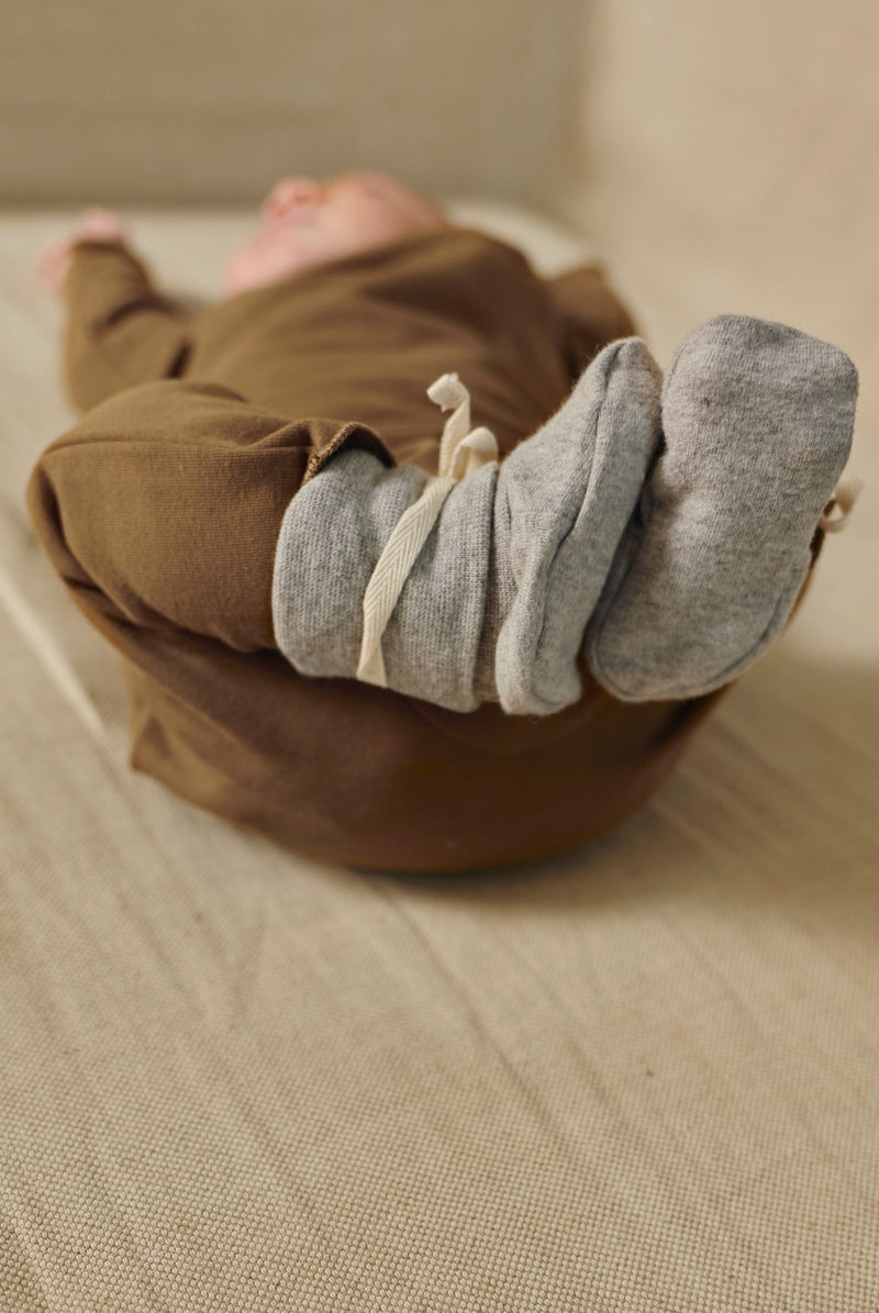 Baby Ribbed Booties | Gray Melange