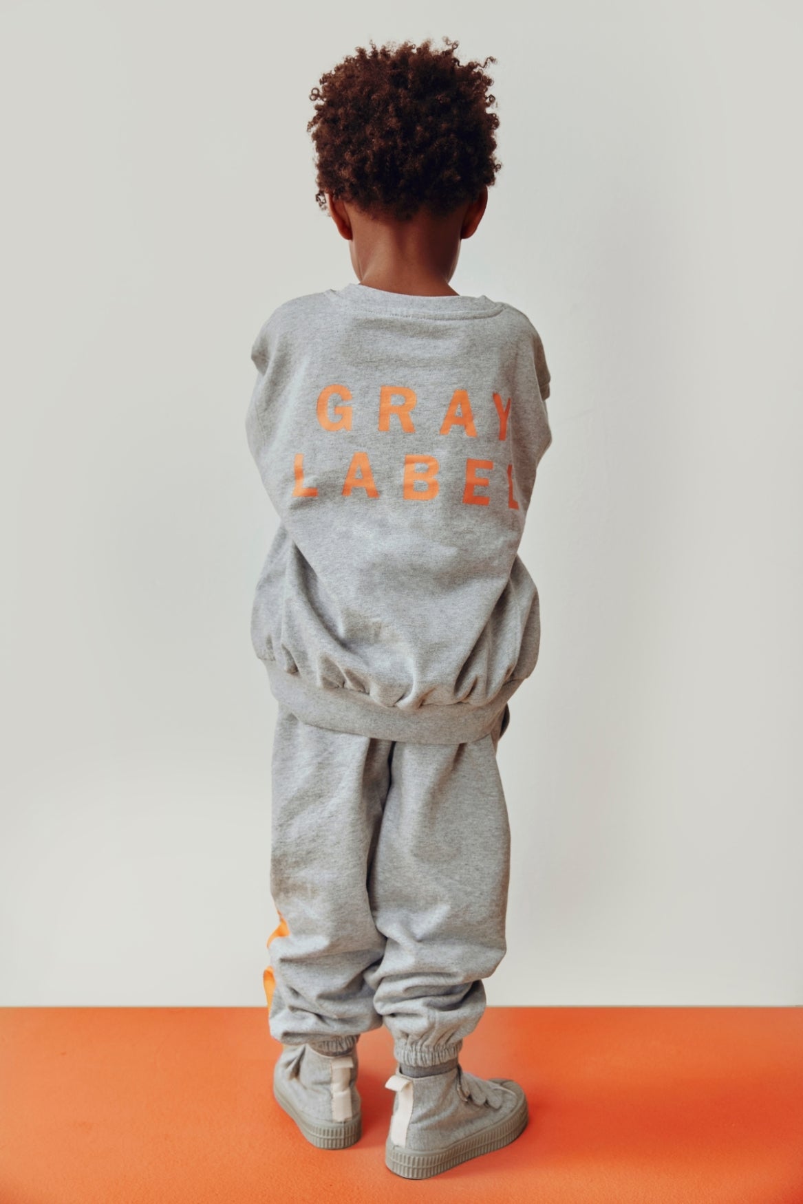Logo Dropped Shoulder Sweater | Gray Melange - Bright Melon