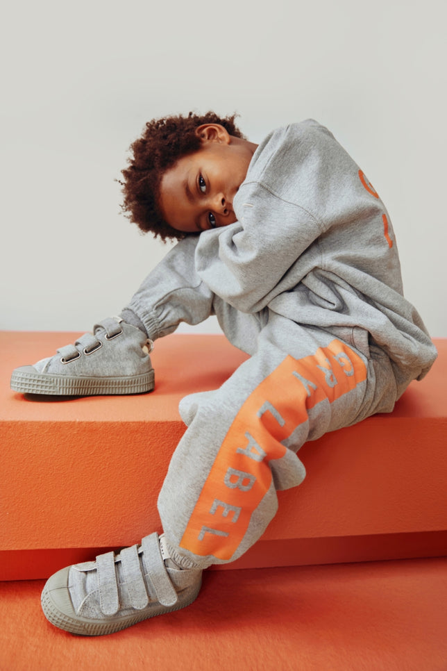 Logo Track Pants | Gray Melange - Bright Melon