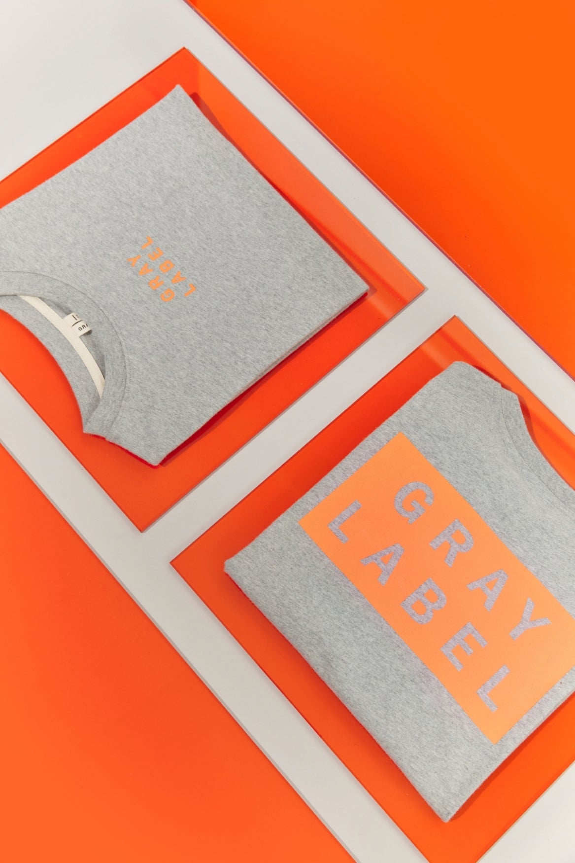 Logo Oversized Tee | Gray Melange - Bright Melon