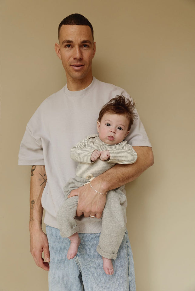 Baby L/S Body | Grey Melange - Cream