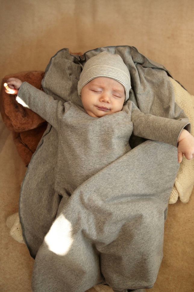 Baby Beanie | Gray Melange - Cream
