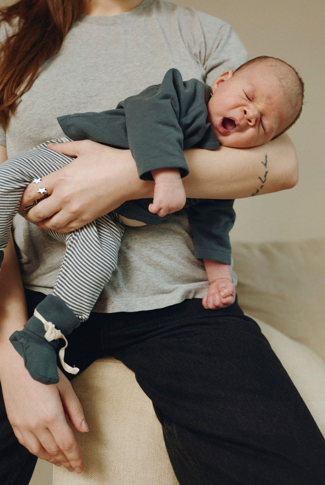 Baby Leggings | Blue Gray - Cream