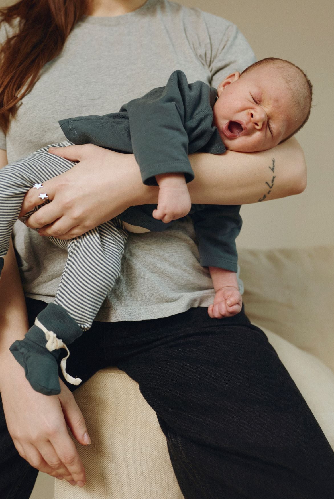 Baby Leggings | Blue Gray - Cream