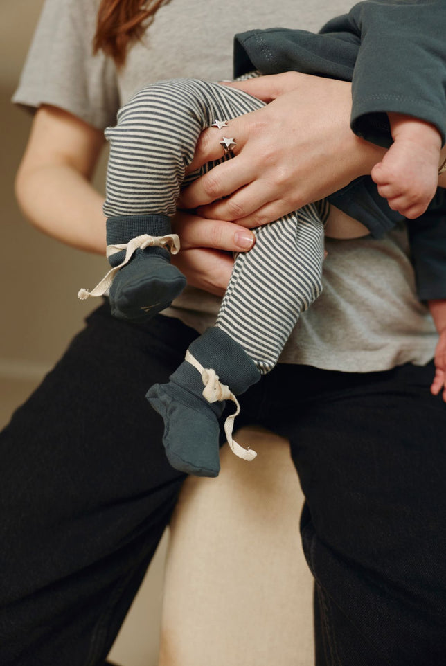 Baby Ribbed Booties | Blue Gray