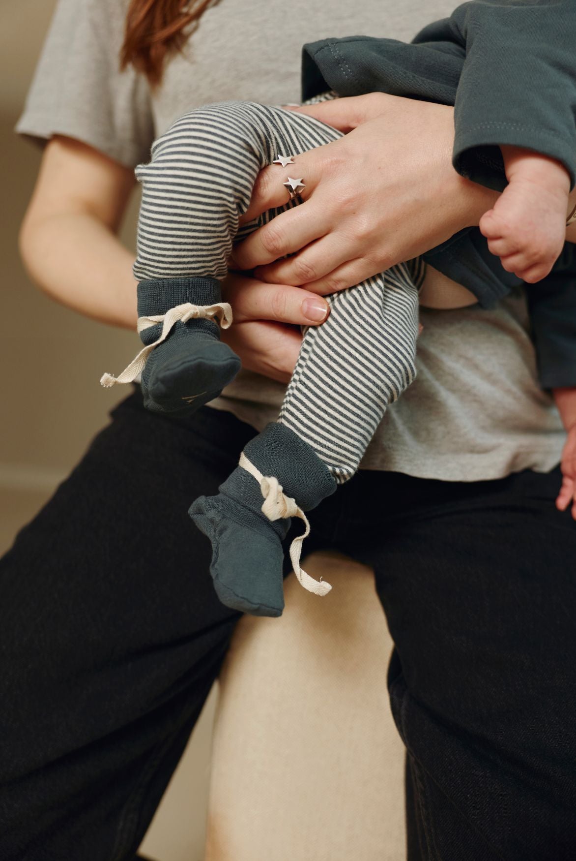 Baby Ribbed Booties | Blue Gray