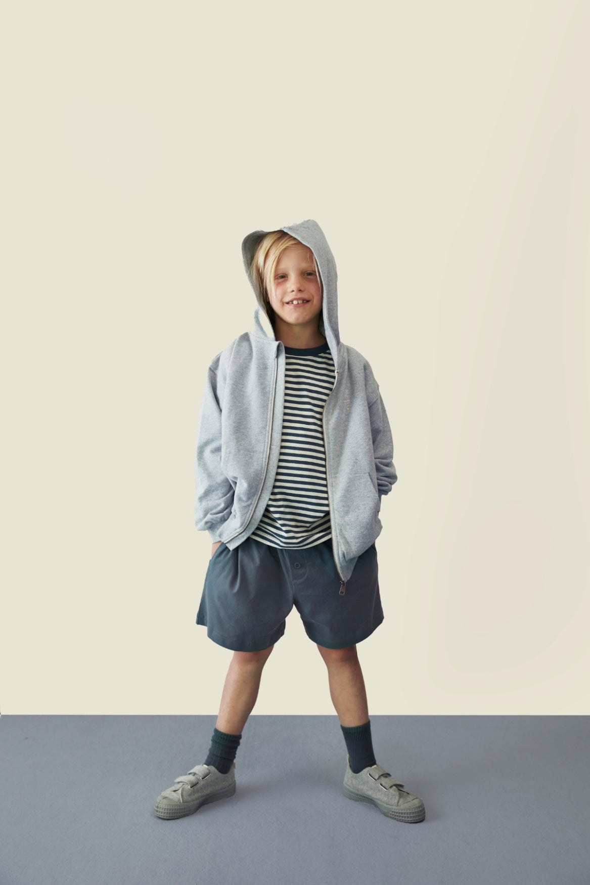 Button Shorts | Blue Gray