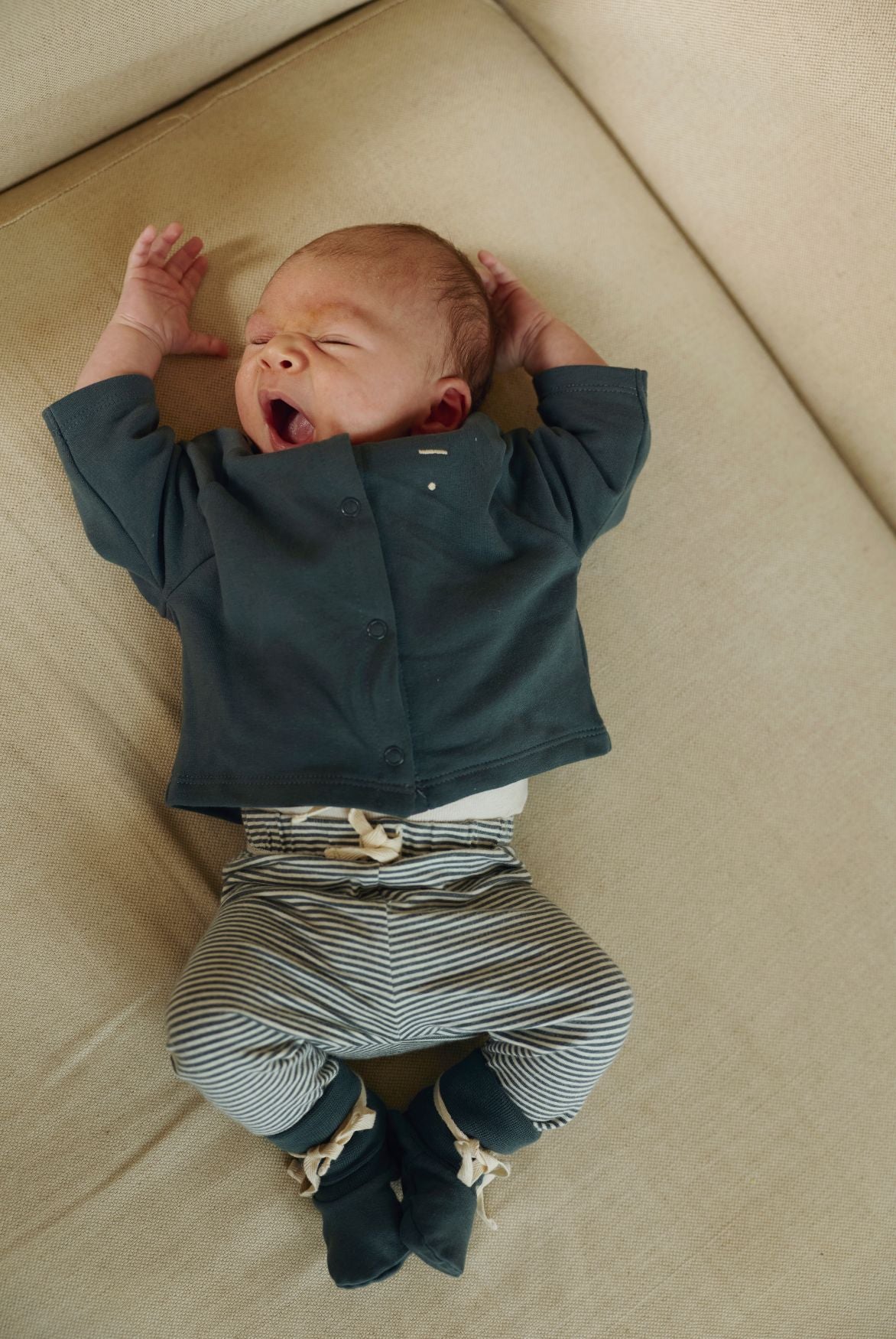 Baby Leggings | Blue Gray - Cream