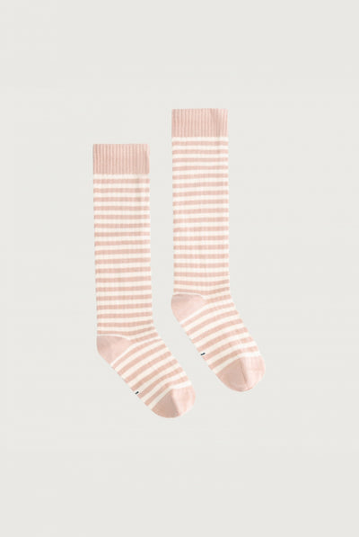 Lange Gerippte Socken | Faded Pink - Cream