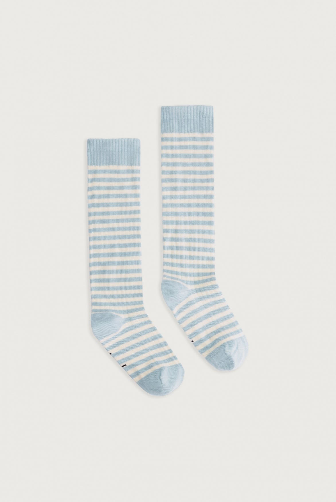Long Ribbed Socks | Sky - Cream