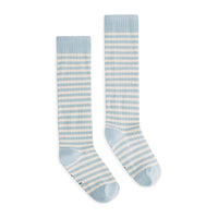 Long Ribbed Socks | Sky - Cream