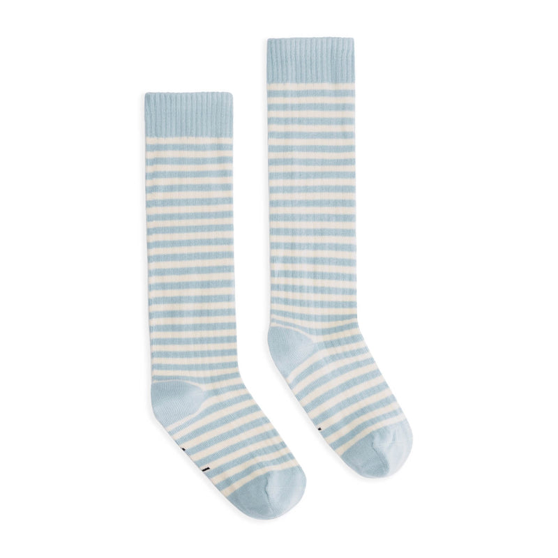 Long Ribbed Socks | Sky - Cream