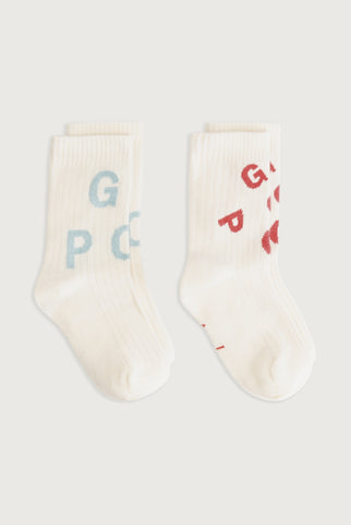 POP Short Ribbed Socks | 2-pack | Cherry - Sky
