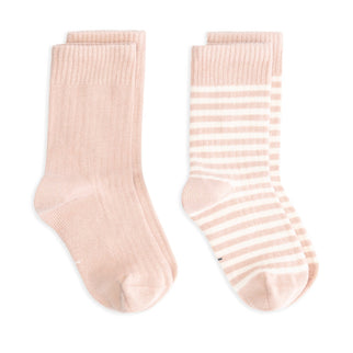 Long Ribbed Socks | Faded Pink - Cream