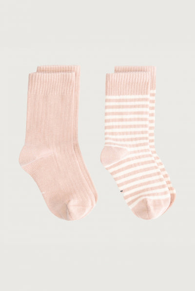 Ribbed Socks 2-Pack | Faded Pink - Cream