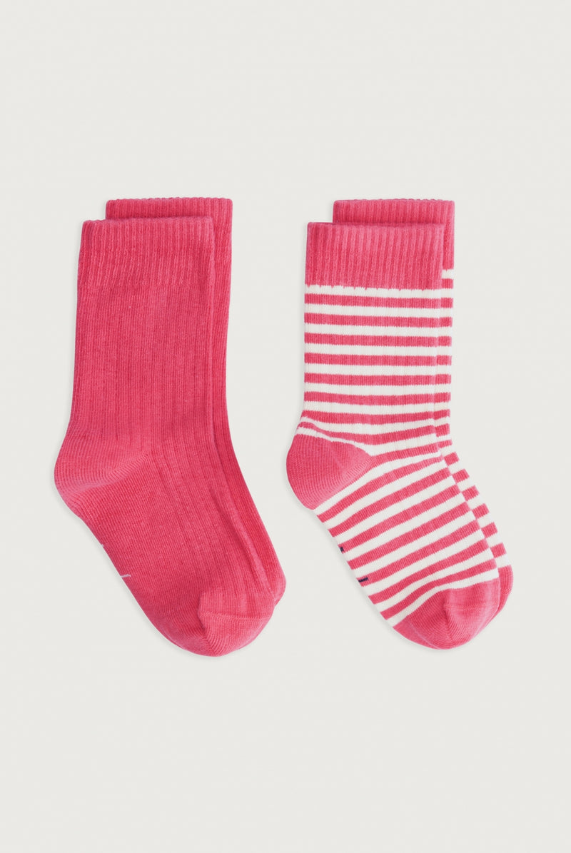 Ribbed Socks 2-Pack | Cherry - Cream