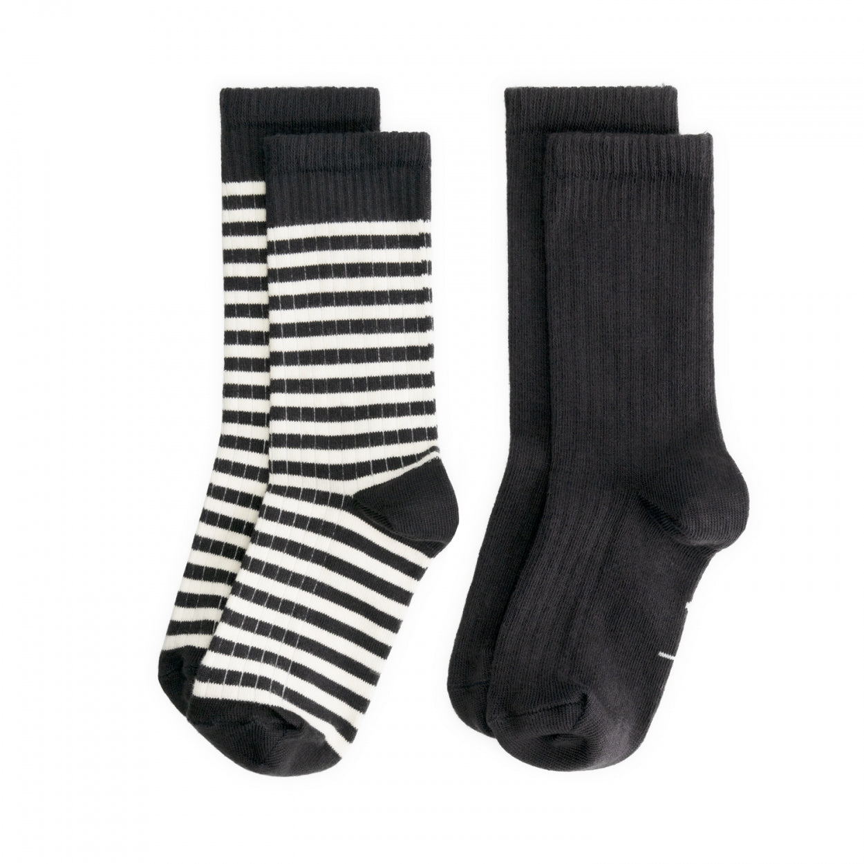 Ribbed Socks 2-Pack | Nearly Black - Cream