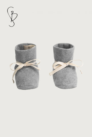 Baby Knitted Jersey Booties | Grey Melange