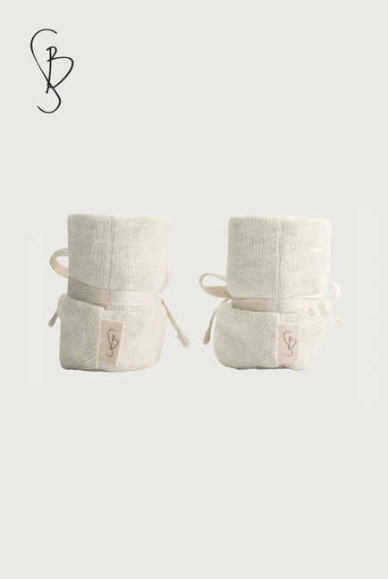 Baby Knitted Jersey Booties | Cream Melange