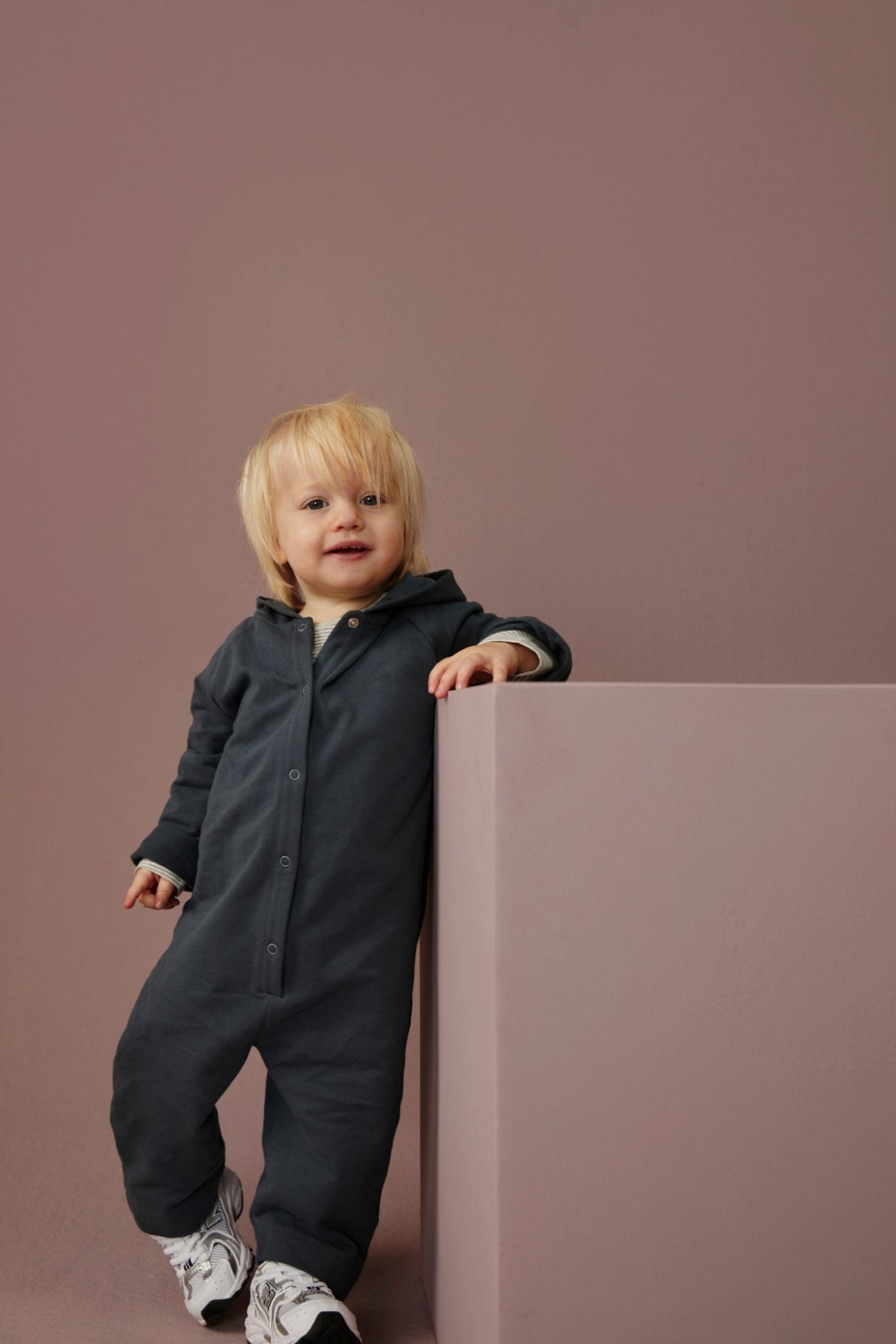 Baby-Overall mit Kapuze | Blue Grey