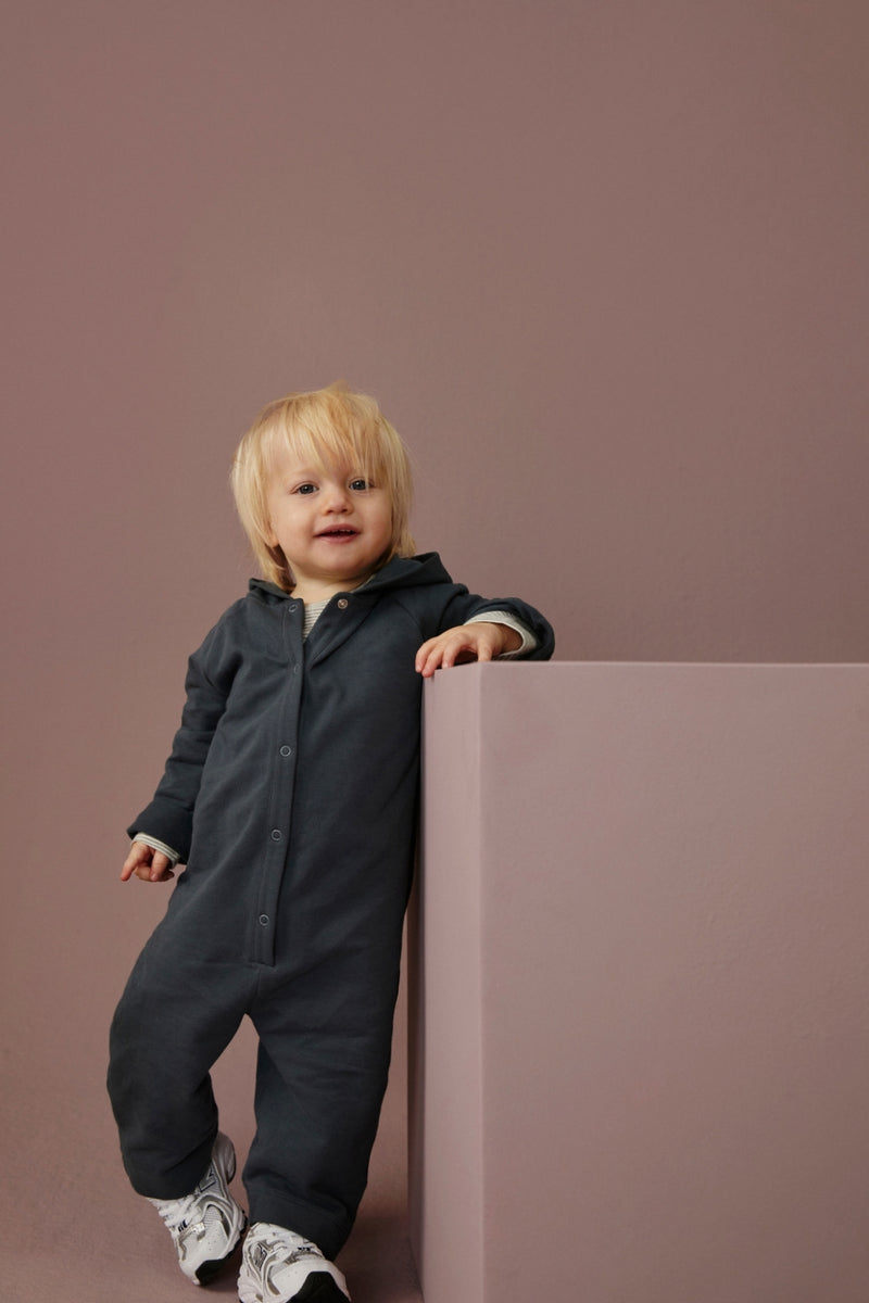 Baby-Overall mit Kapuze | Blue Grey