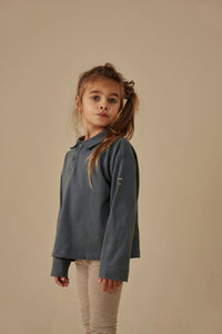 Langarm-Poloshirt | Blue Grey