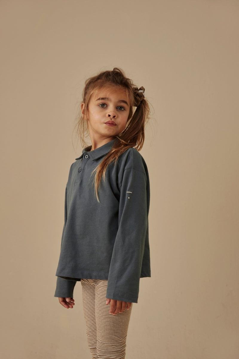 Langarm-Poloshirt | Blue Grey