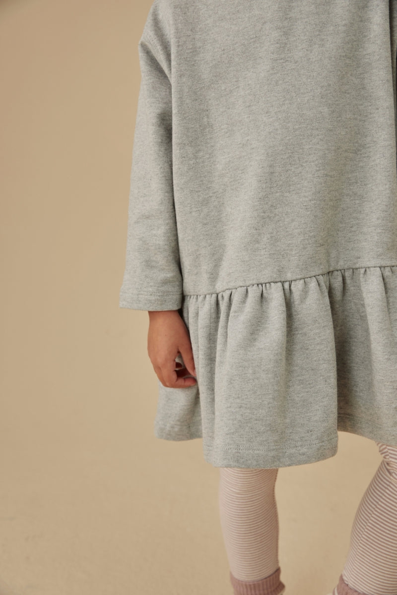 Langarmkleid mit Rüsche | Grey Melange