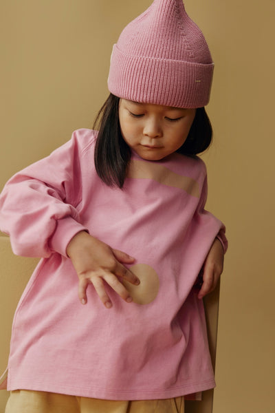 Oversized L/S Tee w/ Logo | Bubblegum - Cookie Print