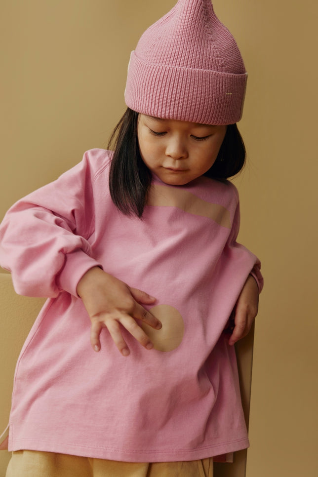 Oversized L/S Tee w/ Logo | Bubblegum - Cookie Print