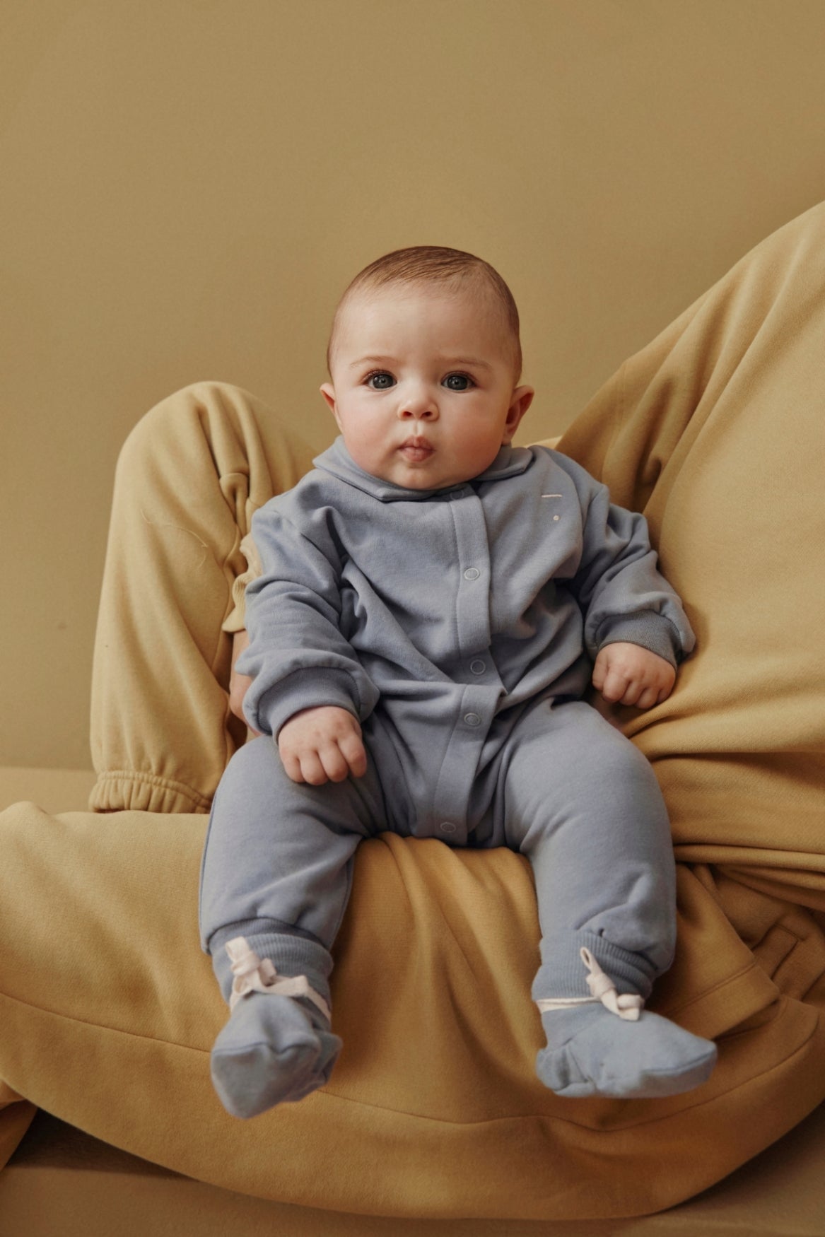 Baby Ribbed Booties | Stone Gray