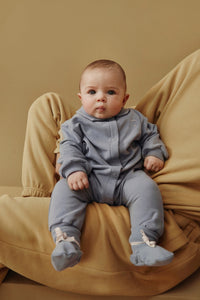 Baby Ribbed Booties | Stone Gray