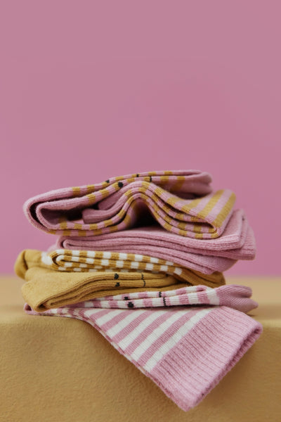 Long Ribbed Socks | Bubblegum - Cookie