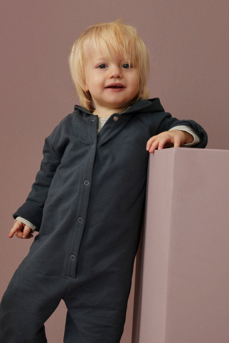 Baby-Overall mit Kapuze | Blue Grey