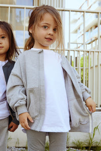 Bomber Sweater mit Reißverschluss | Grey Melange