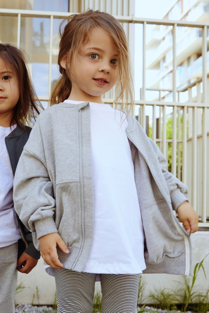 Bomber Sweater mit Reißverschluss | Grey Melange