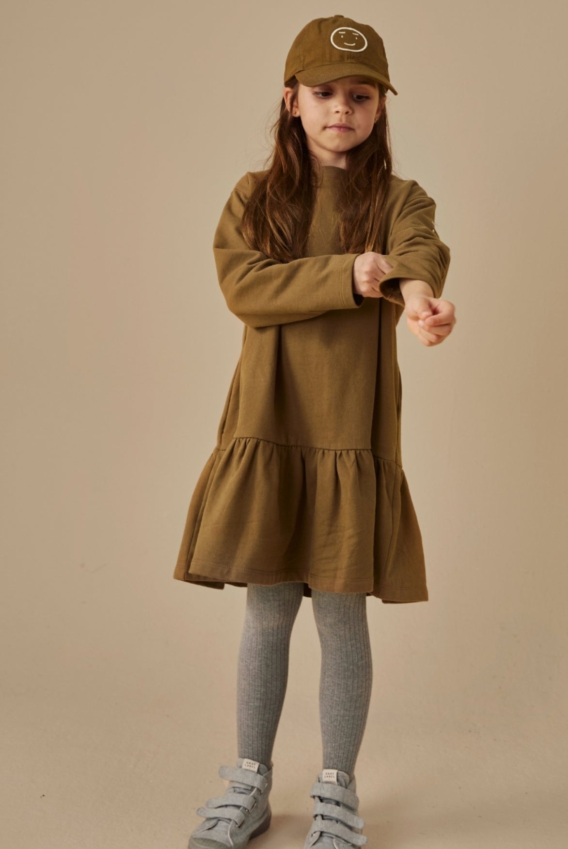 Langarmkleid mit Rüsche | Woody