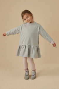 Langarmkleid mit Rüsche | Grey Melange