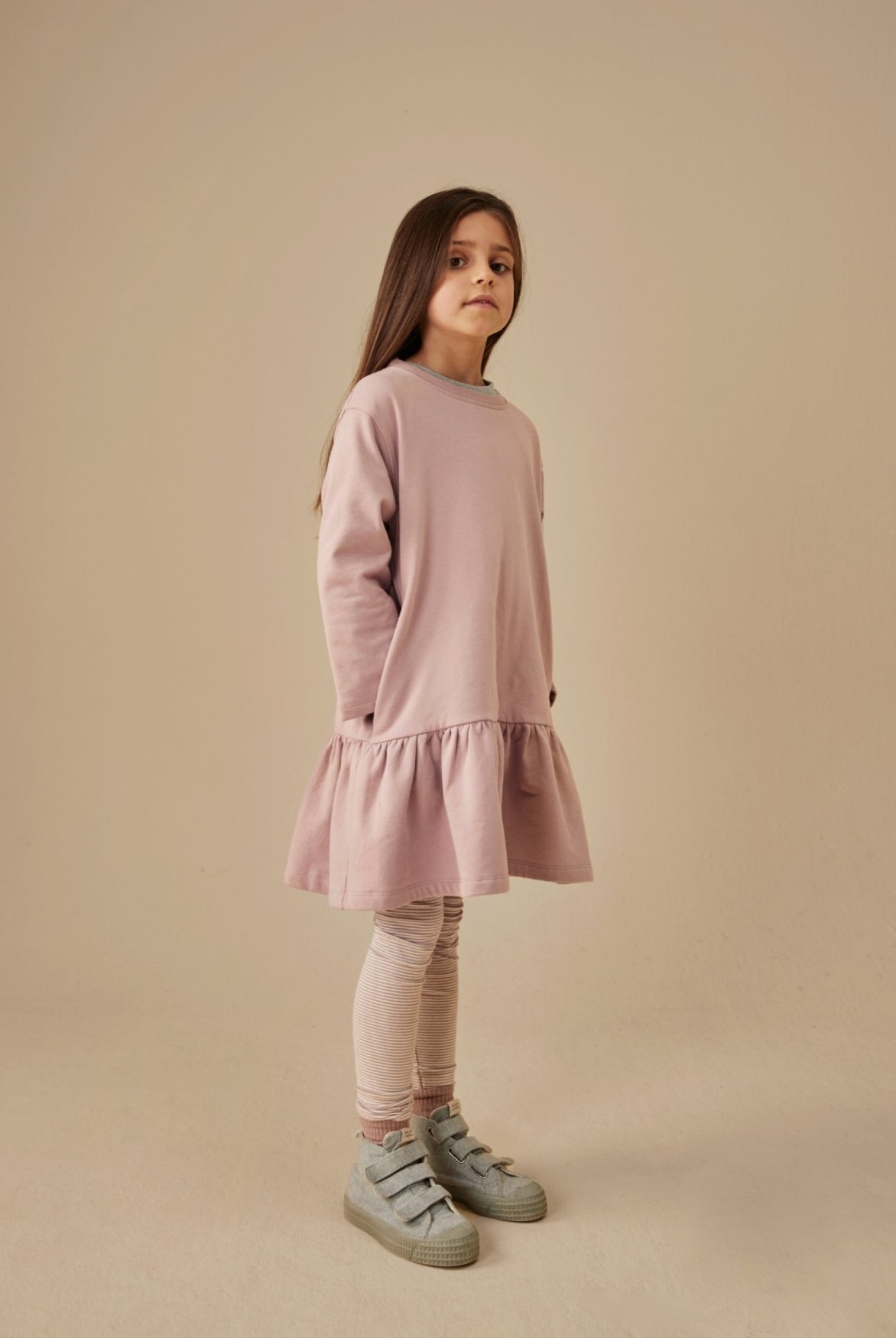 Langarmkleid mit Rüsche | Berry