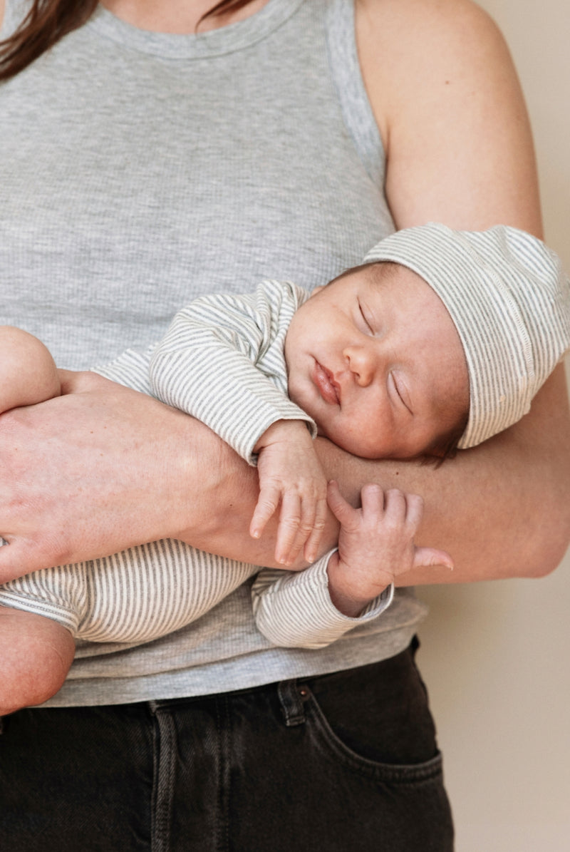 Baby Mütze | Grey Melange - Cream