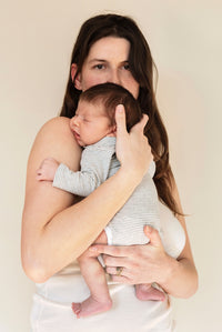 Baby L/S Onesie | Grey Melange - Cream