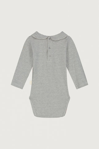 Baby Collar Onesie | Gray Melange - Cream