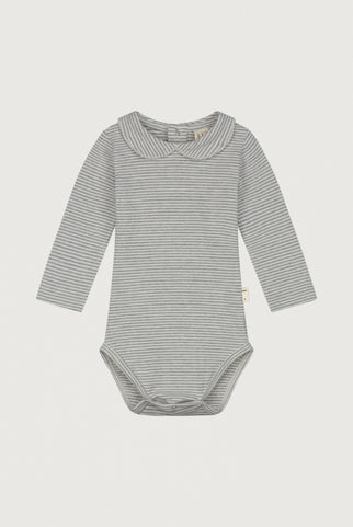 Baby Collar Onesie | Gray Melange - Cream