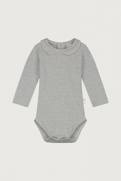Baby Collar Onesie | Gray Melange - Cream