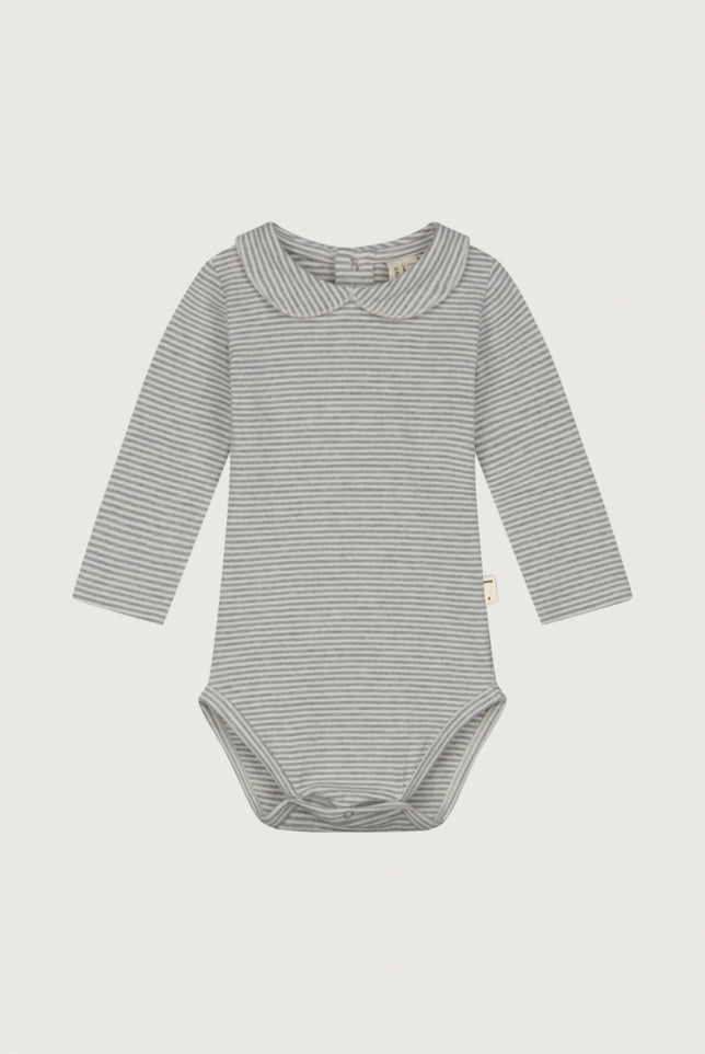 Baby Collar Onesie | Gray Melange - Cream
